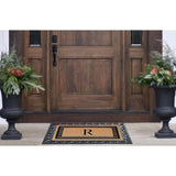 A1HC Natural Coir & Rubber Monogrammed Entrance Door Mats, Non-Slip, Flock Doormat, Thin-Profile Indoor Outdoor Doormat 24"x36"