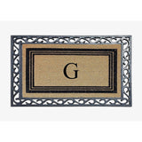 A1HC Natural Coir & Rubber Monogrammed Entrance Door Mats, Non-Slip, Flock Doormat, Thin-Profile Indoor Outdoor Doormat 24"x36"