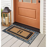 A1HC Natural Coir & Rubber Monogrammed Entrance Door Mats, Non-Slip, Flock Doormat, Thin-Profile Indoor Outdoor Doormat 24"x36"