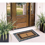 A1HC Natural Coir & Rubber Monogrammed Entrance Door Mats, Non-Slip, Flock Doormat, Thin-Profile Indoor Outdoor Doormat 24"x36"