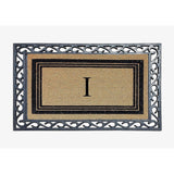 A1HC Natural Coir & Rubber Monogrammed Entrance Door Mats, Non-Slip, Flock Doormat, Thin-Profile Indoor Outdoor Doormat 24"x36"