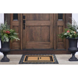 A1HC Natural Coir & Rubber Monogrammed Entrance Door Mats, Non-Slip, Flock Doormat, Thin-Profile Indoor Outdoor Doormat 24"x36"