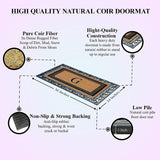 A1HC Natural Coir & Rubber Monogrammed Entrance Door Mats, Non-Slip, Flock Doormat, Thin-Profile Indoor Outdoor Doormat 24"x36"