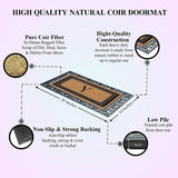 A1HC Natural Coir & Rubber Monogrammed Entrance Door Mats, Non-Slip, Flock Doormat, Thin-Profile Indoor Outdoor Doormat 24"x36"