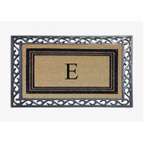 A1HC Natural Coir & Rubber Monogrammed Entrance Door Mats, Non-Slip, Flock Doormat, Thin-Profile Indoor Outdoor Doormat 24"x36"