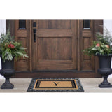 A1HC Natural Coir & Rubber Monogrammed Entrance Door Mats, Non-Slip, Flock Doormat, Thin-Profile Indoor Outdoor Doormat 24"x36"