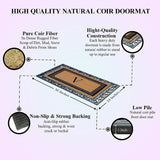 A1HC Natural Coir & Rubber Monogrammed Entrance Door Mats, Non-Slip, Flock Doormat, Thin-Profile Indoor Outdoor Doormat 24"x36"