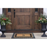 A1HC Natural Coir & Rubber Monogrammed Entrance Door Mats, Non-Slip, Flock Doormat, Thin-Profile Indoor Outdoor Doormat 24"x36"