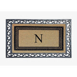 A1HC Natural Coir & Rubber Monogrammed Entrance Door Mats, Non-Slip, Flock Doormat, Thin-Profile Indoor Outdoor Doormat 24"x36"