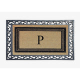 A1HC Natural Coir & Rubber Monogrammed Entrance Door Mats, Non-Slip, Flock Doormat, Thin-Profile Indoor Outdoor Doormat 24"x36"