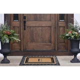 A1HC Natural Coir & Rubber Monogrammed Entrance Door Mats, Non-Slip, Flock Doormat, Thin-Profile Indoor Outdoor Doormat 24"x36"
