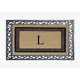 A1HC Natural Coir & Rubber Monogrammed Entrance Door Mats, Non-Slip, Flock Doormat, Thin-Profile Indoor Outdoor Doormat 24"x36"