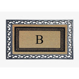 A1HC Natural Coir & Rubber Monogrammed Entrance Door Mats, Non-Slip, Flock Doormat, Thin-Profile Indoor Outdoor Doormat 24"x36"