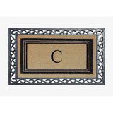 A1HC Natural Coir & Rubber Monogrammed Entrance Door Mats, Non-Slip, Flock Doormat, Thin-Profile Indoor Outdoor Doormat 24"x36"
