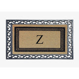 A1HC Natural Coir & Rubber Monogrammed Entrance Door Mats, Non-Slip, Flock Doormat, Thin-Profile Indoor Outdoor Doormat 24"x36"