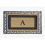 A1HC Natural Coir & Rubber Monogrammed Entrance Door Mats, Non-Slip, Flock Doormat, Thin-Profile Indoor Outdoor Doormat 24"x36"