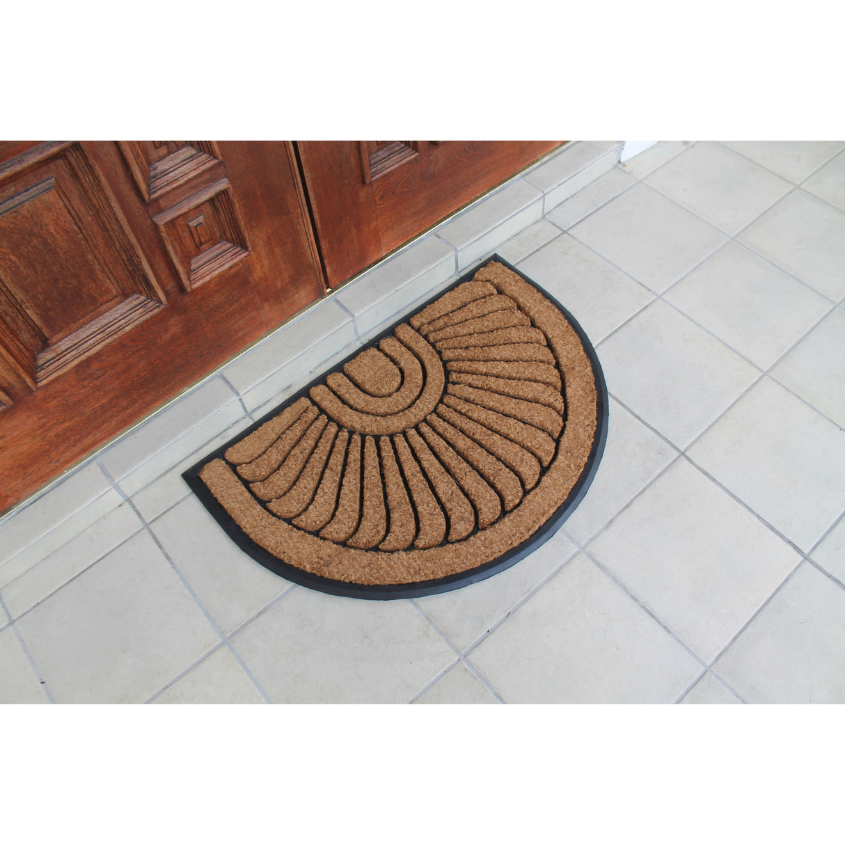 A1HC Sunburst Half Moon Tapered Edge Rubber/Coir Double Doormat