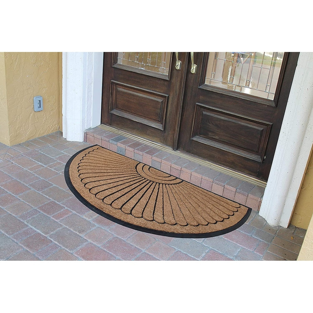 A1HC Sunburst Half Moon Tapered Edge Rubber/Coir Double Doormat