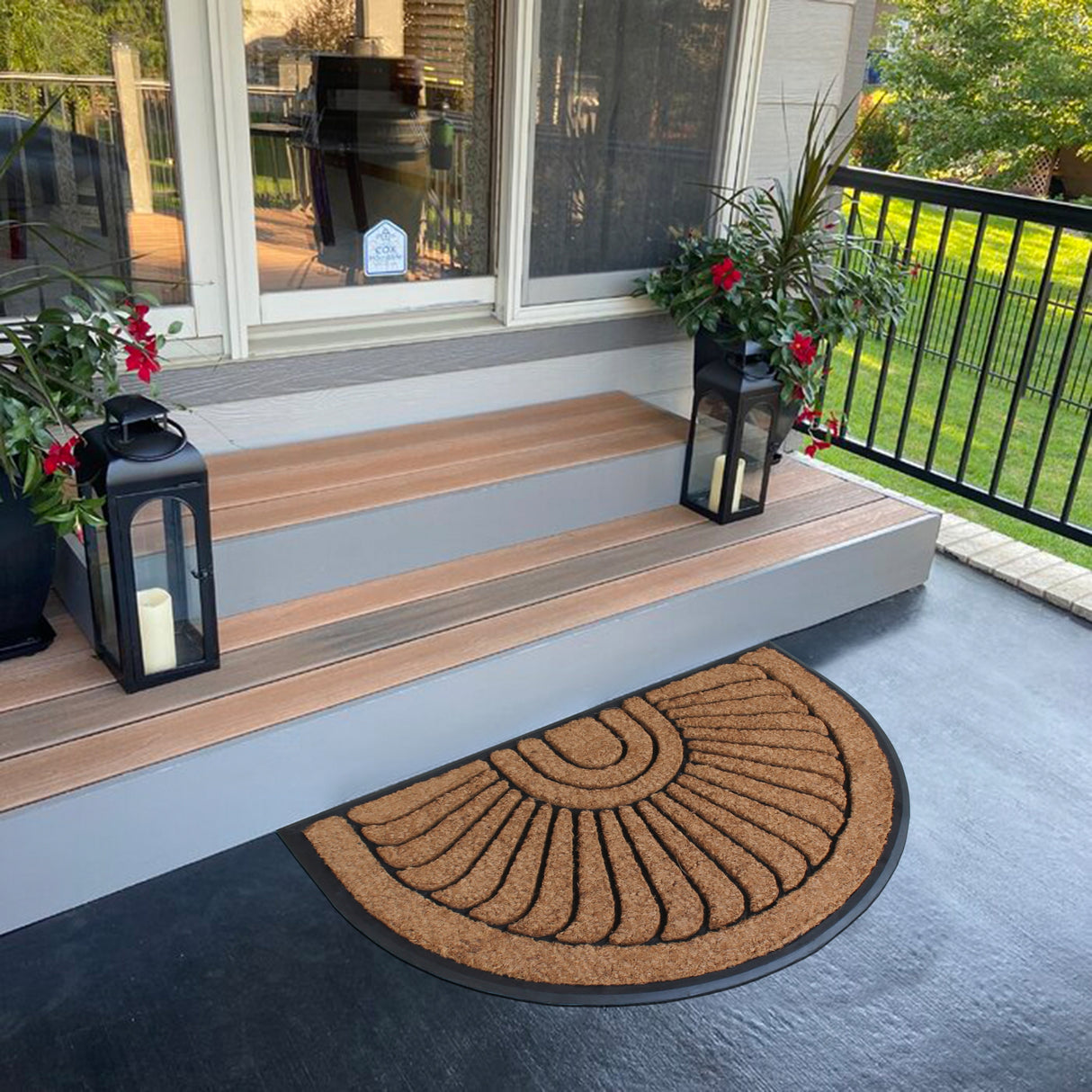 A1HC Sunburst Half Moon Tapered Edge Rubber/Coir Double Doormat