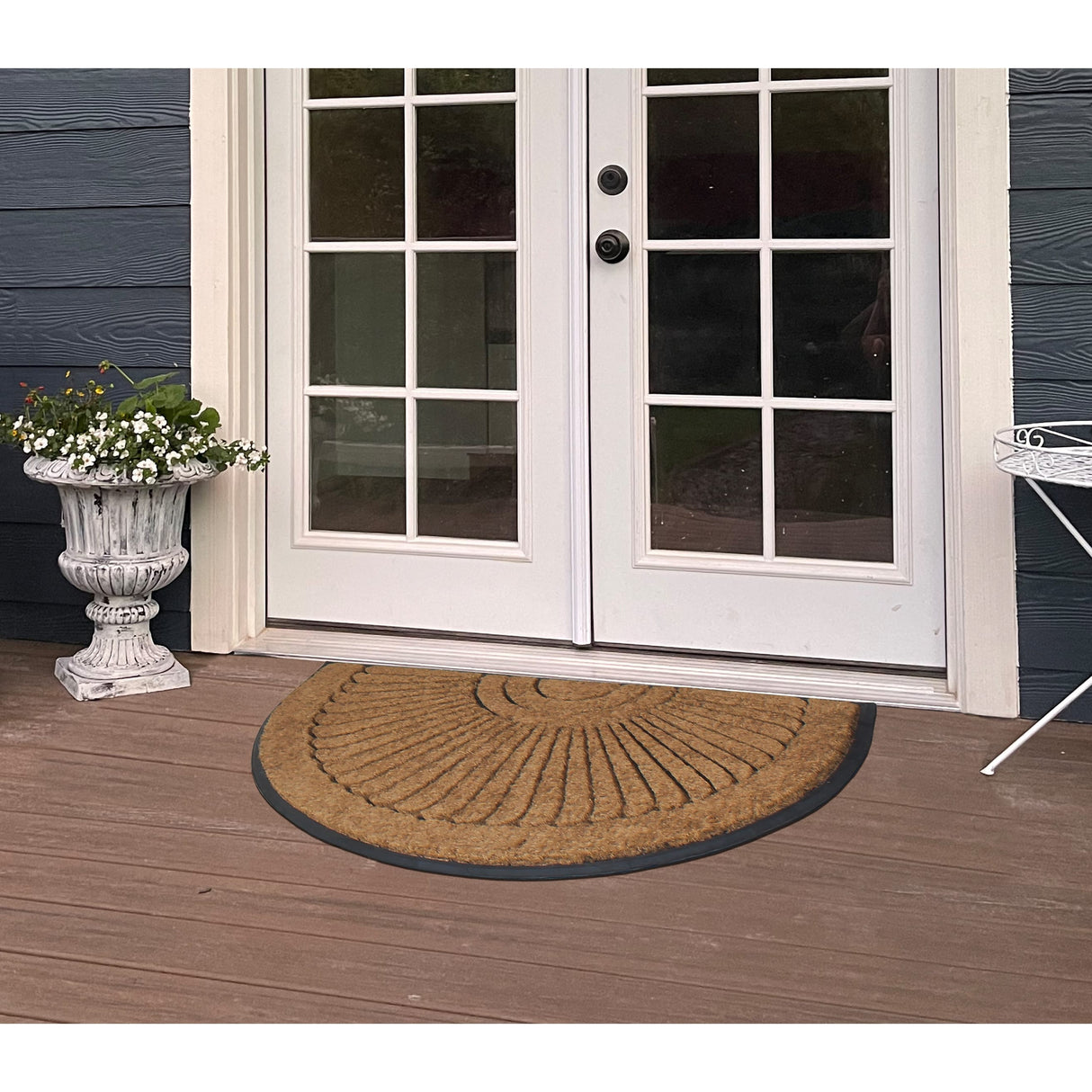 A1HC Sunburst Half Moon Tapered Edge Rubber/Coir Double Doormat