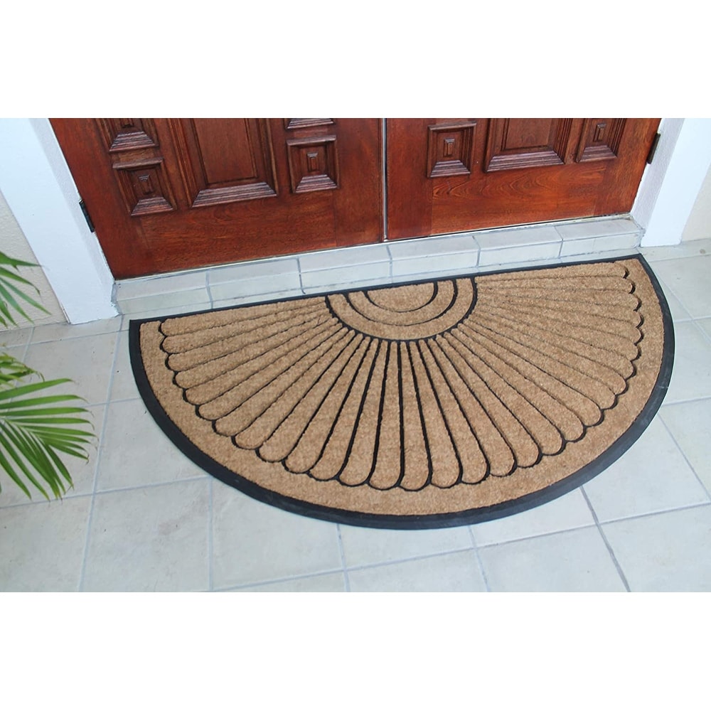 A1HC Sunburst Half Moon Tapered Edge Rubber/Coir Double Doormat