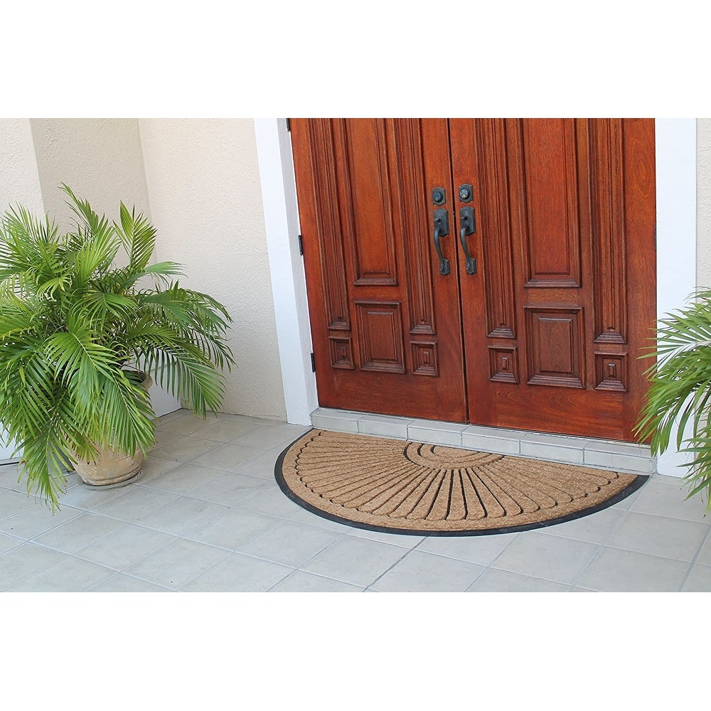 A1HC Sunburst Half Moon Tapered Edge Rubber/Coir Double Doormat