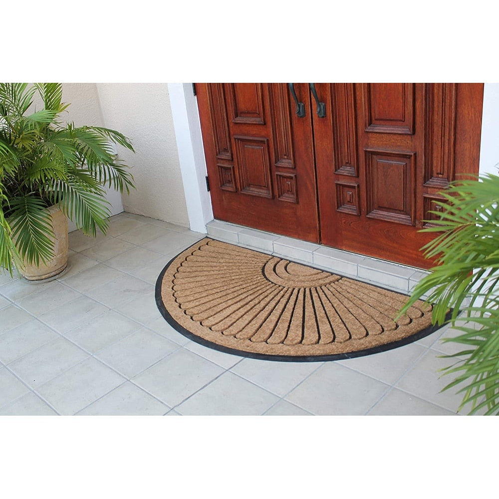 A1HC Sunburst Half Moon Tapered Edge Rubber/Coir Double Doormat