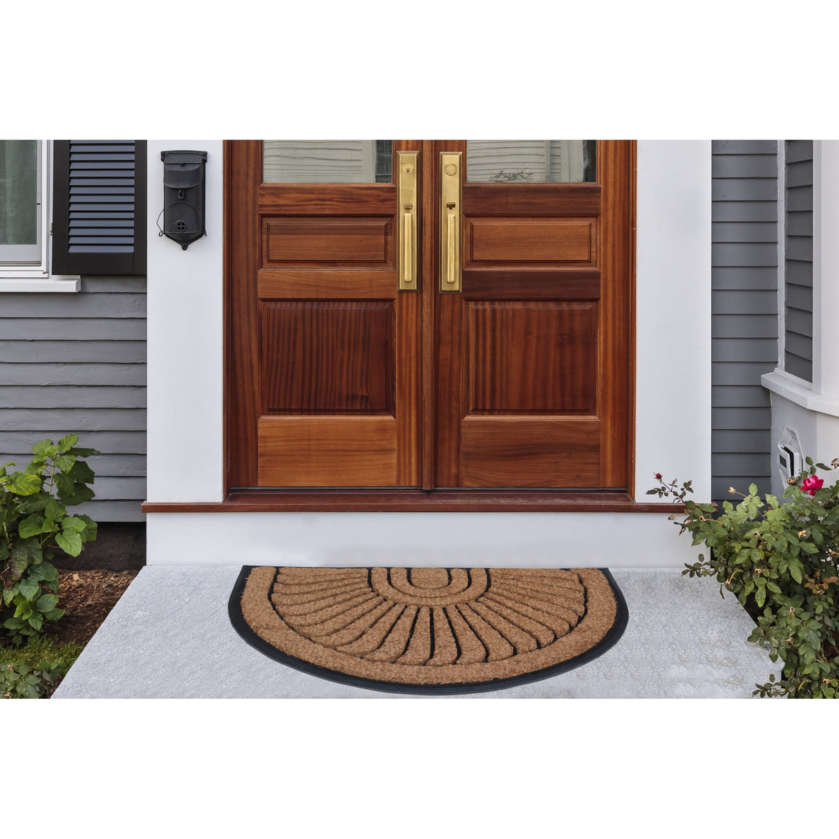 A1HC Sunburst Half Moon Tapered Edge Rubber/Coir Double Doormat