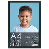 A4 Frame Black Modern Minimalist - Wooden 8.25x11.75 Frame - Modern Wood A4 Picture Frame For A4 Size Artwork or Documents