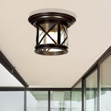AA Warehousing 1 Light Outdoor Ceiling Mounted light in Sandy Black Finish