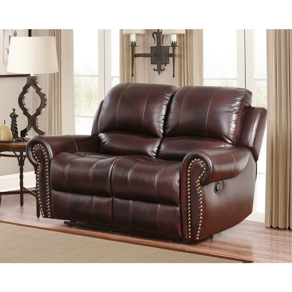Abbyson Broadway Top Grain Leather Reclining 2 Piece Living Room Set