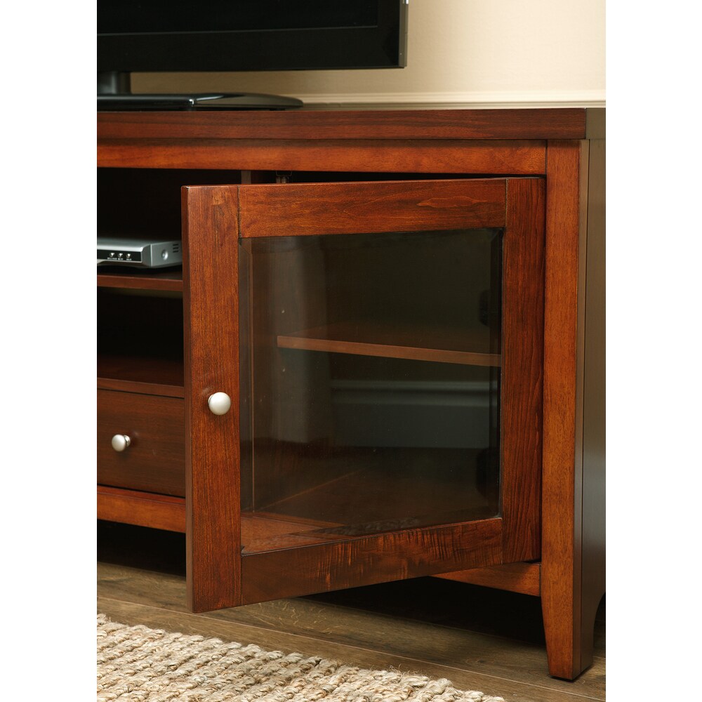 Abbyson Charleston 72-inch Walnut Solid Oak Wood TV Console