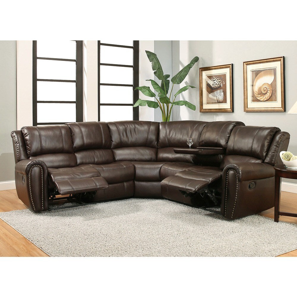 Abbyson Jackson 3-piece Brown Recliner Sectional