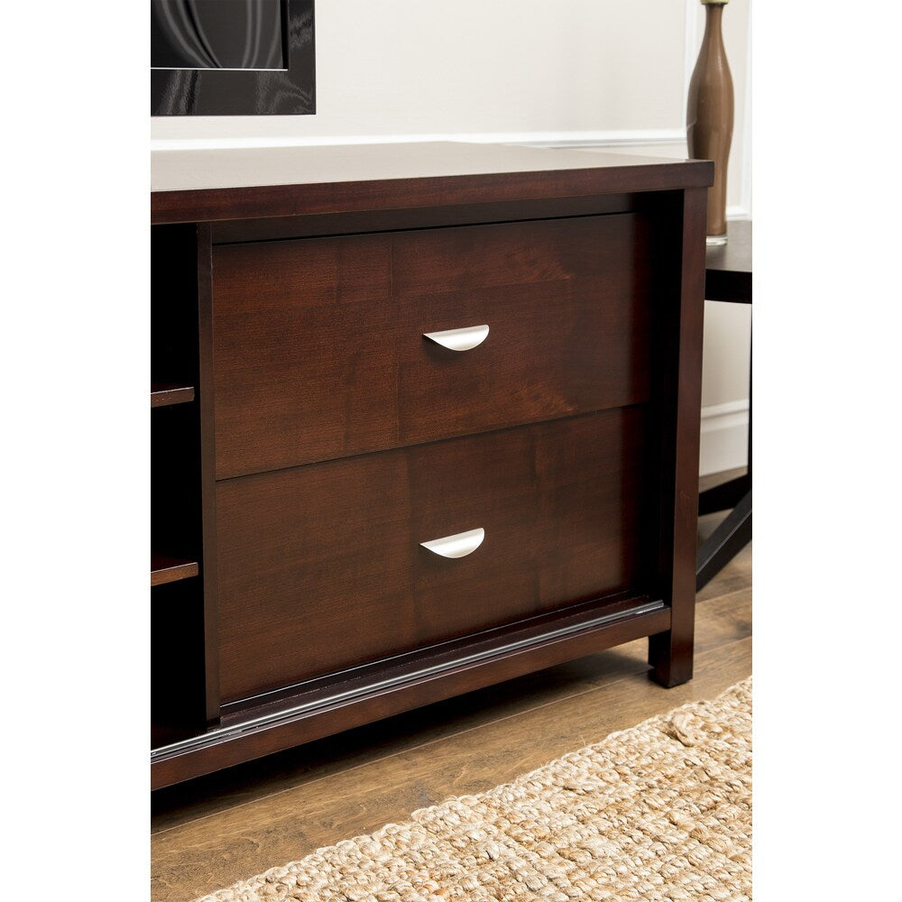 Abbyson Malibu Solid Oak Wood 72-inch Cappuccino TV Console