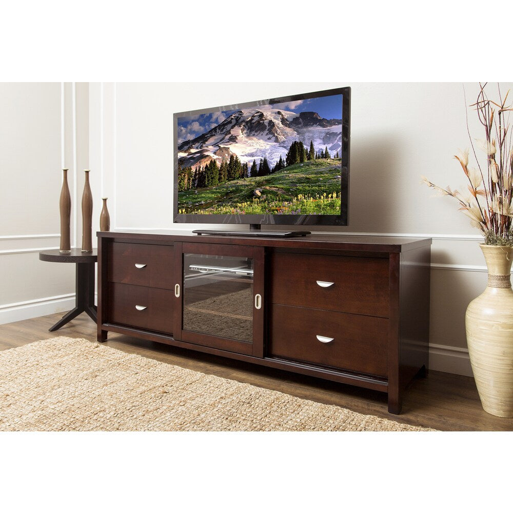 Abbyson Malibu Solid Oak Wood 72-inch Cappuccino TV Console