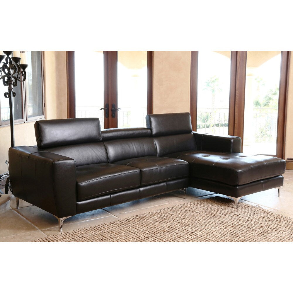 Abbyson Monticello Top Grain Leather Functional Sectional