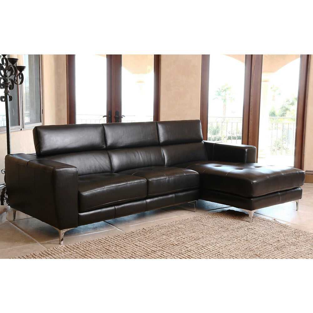 Abbyson Monticello Top Grain Leather Functional Sectional