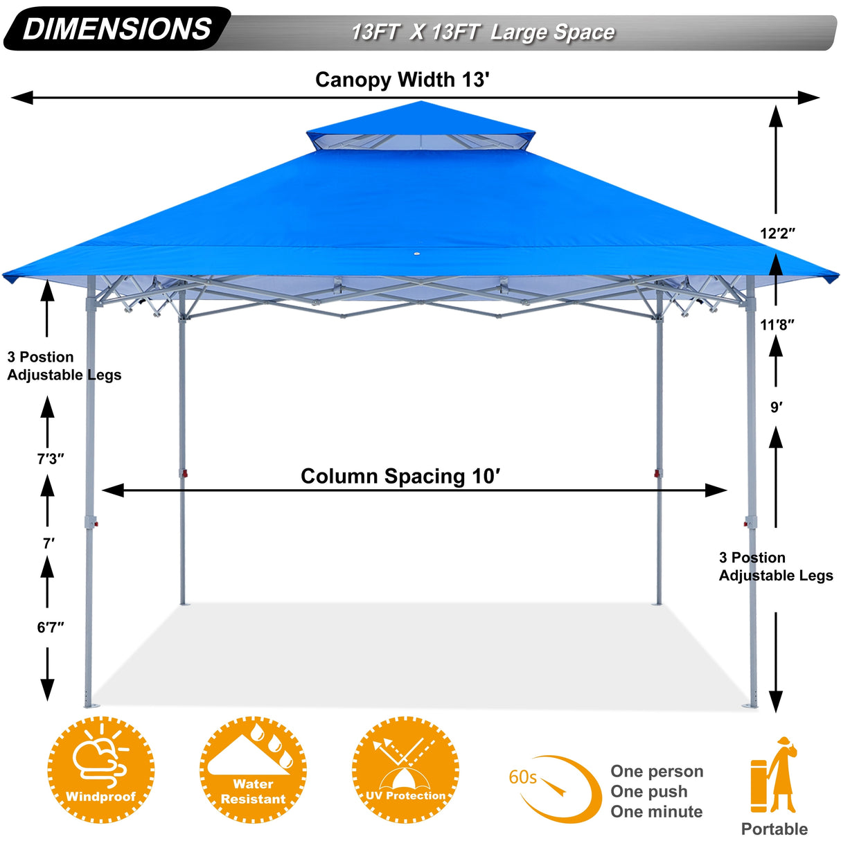 ABCCANOPY Easy Set-up 13x13 Canopy Tent - 13ftx13ft