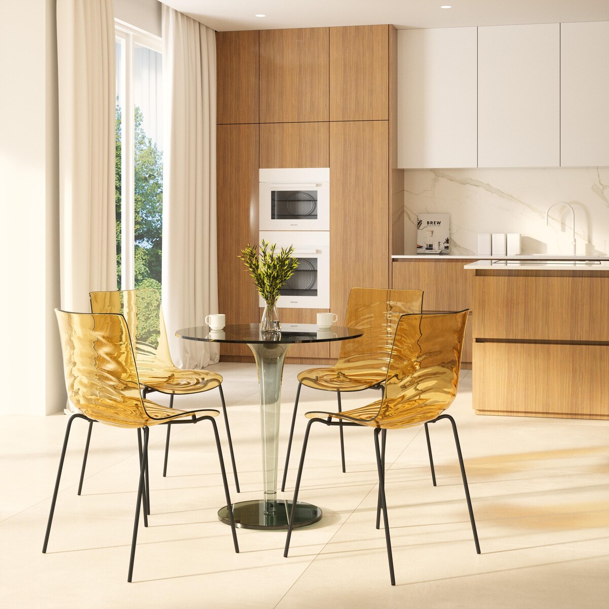 ABS Plastic Dining Chair with Stainless-Steel Legs Astor Series by LeisureMod