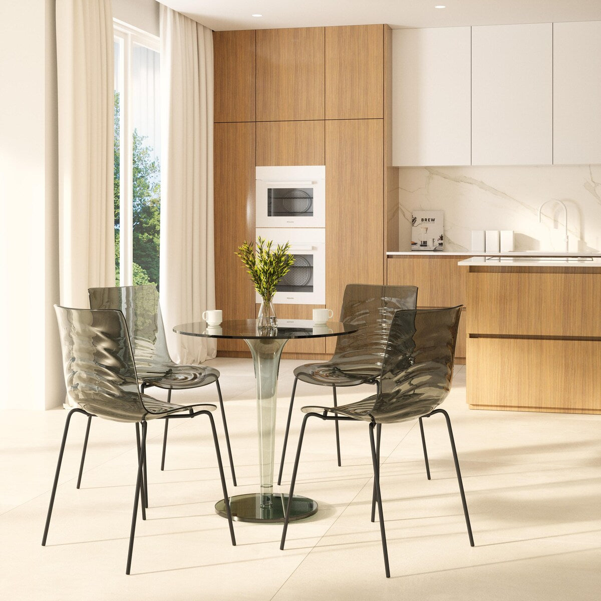 ABS Plastic Dining Chair with Stainless-Steel Legs Astor Series by LeisureMod