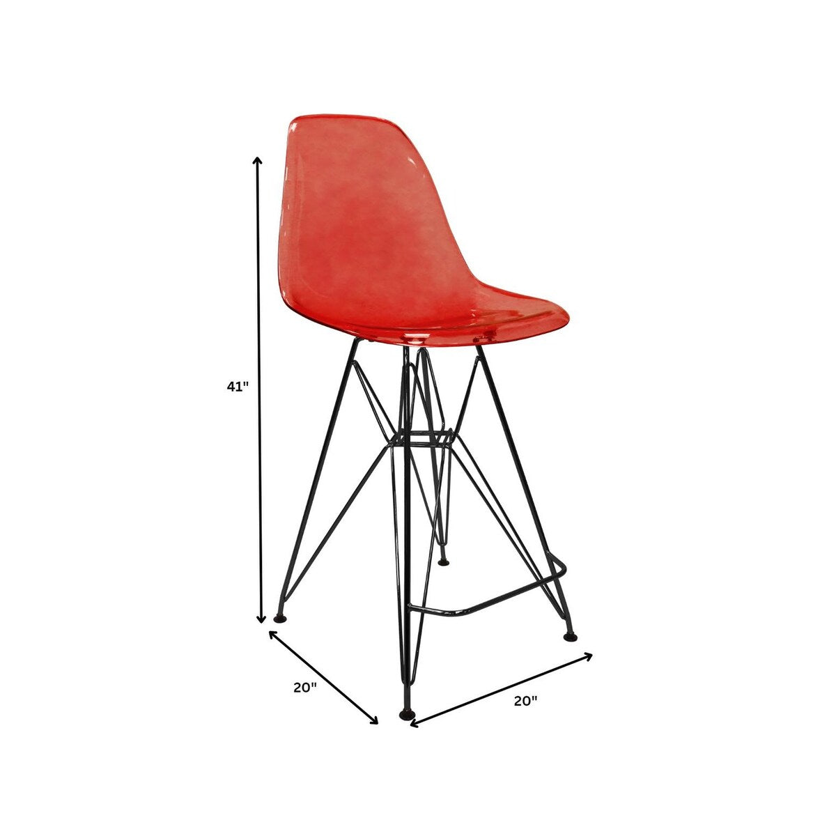 ABS Resin Barstool with Black Steel Base Cresco Series by LeisureMod