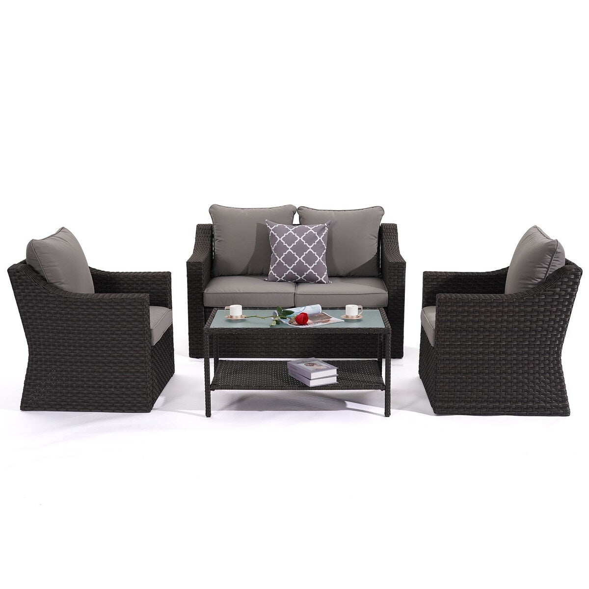 4-Piece Outdoor Rattan Patio Furniture Set