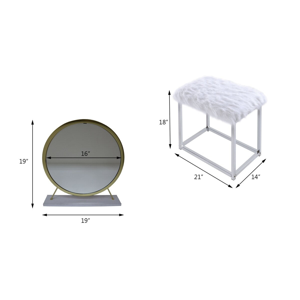 ACME Adao Vanity Mirror and Stool