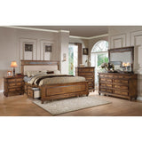 ACME Arielle Eastern King Bed w/Storage, Cream Linen, Slate & Oak (1Set/3Ctn)