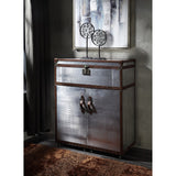 ACME Brancaster Rectangular Console Table in Retro Brown and Aluminum