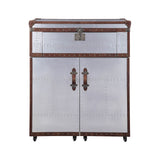ACME Brancaster Rectangular Console Table in Retro Brown and Aluminum