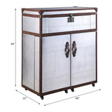 ACME Brancaster Rectangular Console Table in Retro Brown and Aluminum