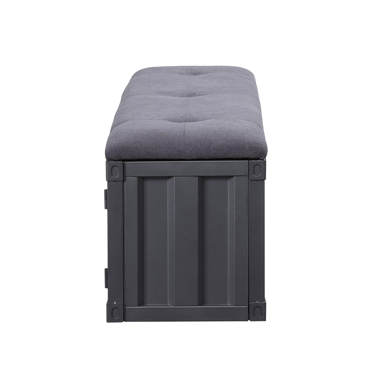 ACME Cargo Storage Bench in Gray Fabric & Gunmetal