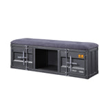 ACME Cargo Storage Bench in Gray Fabric & Gunmetal