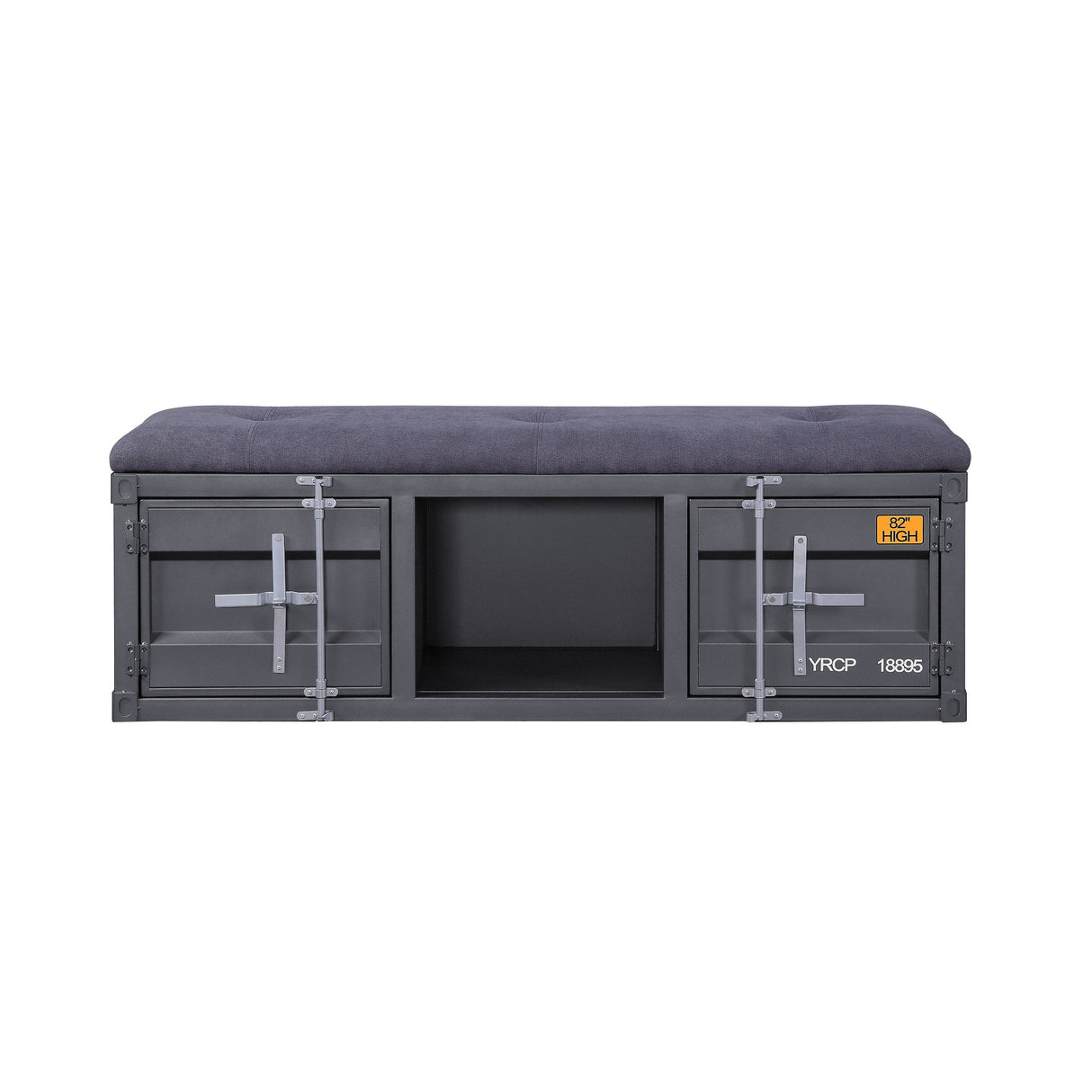ACME Cargo Storage Bench in Gray Fabric & Gunmetal